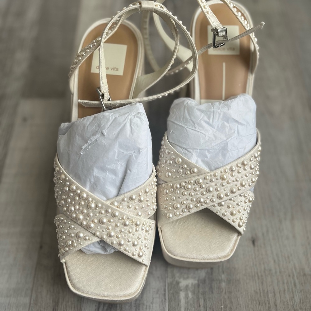 Dolce Vita Wessi Pearl Heels Vanilla Pearls